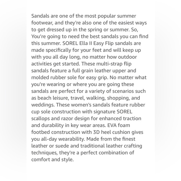 Sorel Ella II Sandals, Black, Leather, 6.5 Women’s, Summer Style 🩴🖤😎 - Picture 6 of 7